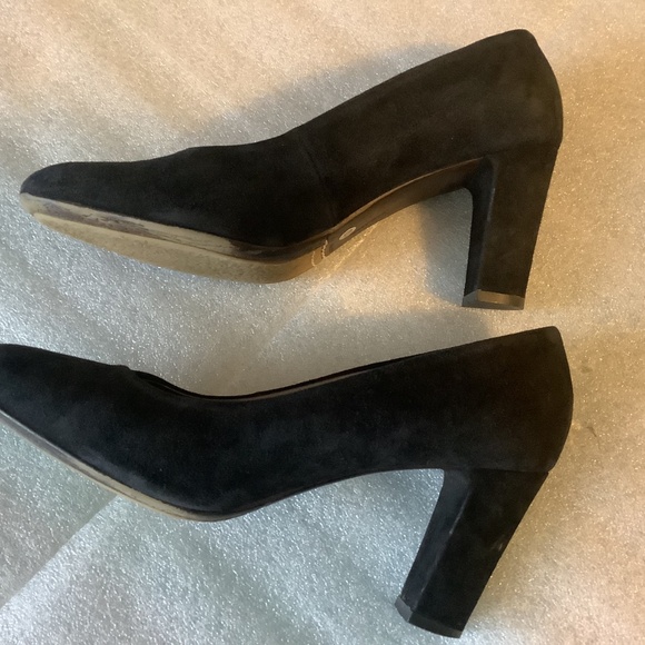 Aquatalia Women's Black Suede Slip on Pumps Block Heel Shoes Black Size 10 - Picture 4 of 9
